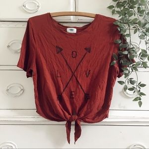 Old Navy Graphic "LOVE" T-Shirt Crop Top Tie Front